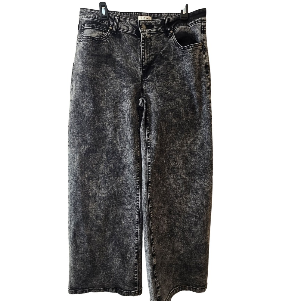 Fire & Rain Black Acid Wash Wide Leg Jeans Size 17 High Rise Y2K Vintage